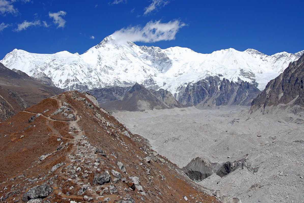 Gokyo 3 3 Cho Oyu Ridge Late Morning From Nguzumpa Glacier Terminal Moraine Above Gokyo